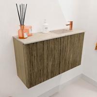 Toiletmeubel Mondiaz Joya Dlux | 70 cm | Meubelkleur Dusk | Faye wastafel Frappe Wasbak Rechts | 1 kraangat
