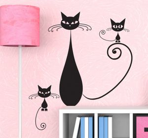 Sticker van een familie katten