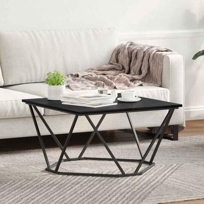Salontafel Zwart eiken 80 x 80 x 45 cm Engineered hout en staal