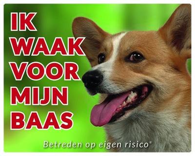 Welsh Corgi Waakbord - Ik waak voor mijn baas