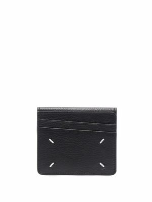Maison Margiela porte-carte en cuir à détails de coutures - Noir