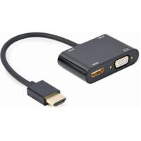 Gembird HDMI male naar HDMI female + VGA female + audio adapterkabel, zwart