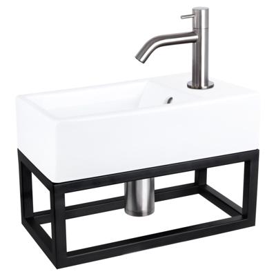 Differnz Force fonteinset keramiek - kraan gebogen - met handdoekrek - 40 x 22 x 11.5 cm - mat chroom