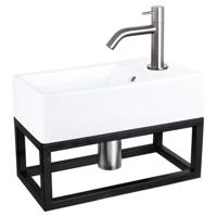 Differnz Force fonteinset keramiek - kraan gebogen - met handdoekrek - 40 x 22 x 11.5 cm - mat chroom
