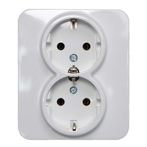 Eslohe ultra wit dubbel stopcontact 2-voudig 80SS2UUW voor ronde inbouwdoos