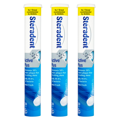 Steradent Active Plus kunstgebit reiniger - 3 x 30 tabletten