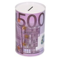 Metalen spaarpot 500 euro biljet 8 x 15 cm   -
