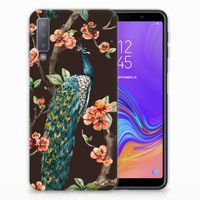 Samsung Galaxy A7 (2018) TPU Hoesje Pauw met Bloemen - thumbnail