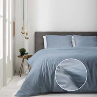 Dekbedovertrek Embossed Stripes - Eenpersoons (140x220 cm) - Blauw Microvezel - Dessin: Strepen - Luna Bedding - Dekbed-Discounter.nl
