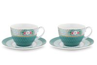 Pip Studio Blushing Birds Set/2 Cappuccino Kop & Schotel Blauw