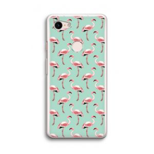 Flamingoprint groen: Google Pixel 3 Transparant Hoesje