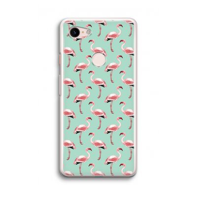 Flamingoprint groen: Google Pixel 3 Transparant Hoesje