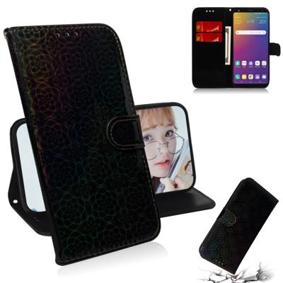 Voor LG Stylo 5 effen kleur kleurrijke magnetische Buckle horizontale Flip PU lederen draagtas met houder & kaartsleuven & portemonnee & Lanyard (zwar