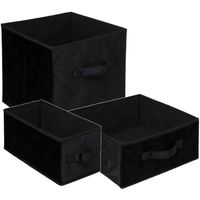 Set van 3x stuks opbergmanden/kastmanden 7/14/29 liter zwart van polyester 31 cm - Opbergkisten - thumbnail