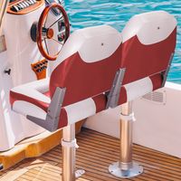 Set van 2 Bootstoelen Inklapbaar Bootstoel met 11 cm Dikke Sponsvulling Gevoerde Stuurstoel 50 x 42 x 52 cm Rood+Wit/Blauw+Wit/Zwart