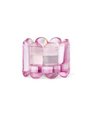HEMA Theelichthouder Glas XS Ribbel Roze (geel)
