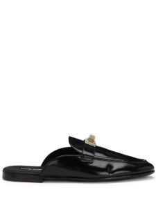 Dolce & Gabbana logo-plaque leather slippers - Noir