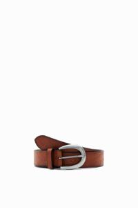 Leren riem met logo's - BROWN - 90