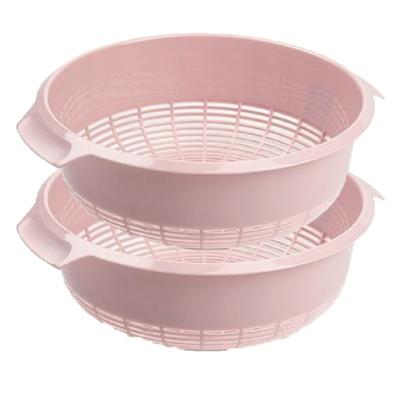 Plasticforte keuken vergiet - 2x stuks - roze - 27 x 10 cm - kunststof - afgieten van groente