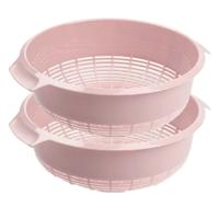 Plasticforte keuken vergiet - 2x stuks - roze - 27 x 10 cm - kunststof - afgieten van groente