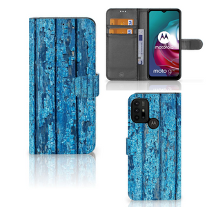 Motorola Moto G10 | G20 | G30 Book Style Case Wood Blue