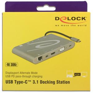 DeLOCK 87297 laptop dock & poortreplicator USB 3.2 Gen 2 (3.1 Gen 2) Type-C Grijs