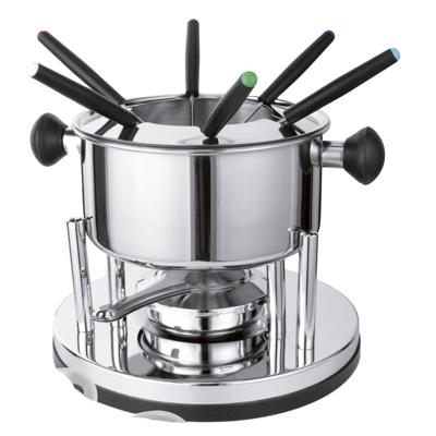 HI Fondue set - 6 personen - zilver - D18 cm - RVS/PP - chocoladefondue - kaasfondue
