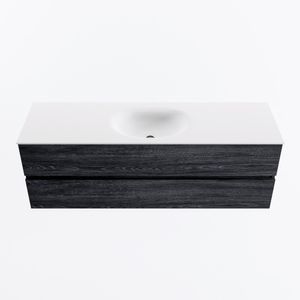 MONDIAZ VICA 150cm badmeubel onderkast Antracite 2 lades. Wastafel MOON midden 1 kraangat, kleur Talc.