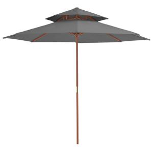 VidaXL Parasol dubbeldekker met houten paal 270 cm antraciet