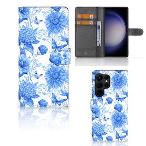 Hoesje voor Samsung Galaxy S23 Ultra Flowers Blue
