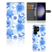 Hoesje voor Samsung Galaxy S23 Ultra Flowers Blue - thumbnail