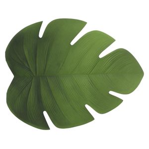 Placemat blad groen vinyl 47 x 38 cm
