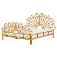 Beliani-FLORENTINE-Tweepersoonsbed-Lichtbruin-160 x 200 cm-Rotan Beliani-FLORENTINE-Tweepersoonsbed-Lichtbruin-160 x 200 cm-Rotan