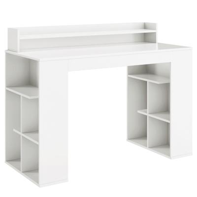 Bureau met Monitorplank Computertafel met 2 Boekenplanken Bureautafel PC-Tafel voor Werkkamer Thuis Kantoor Wit 120 x 54 x 90 cm