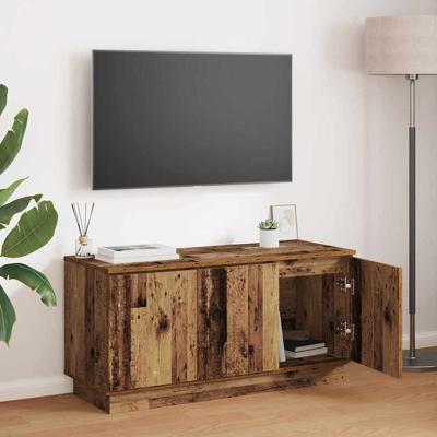 TV-meubel met LED Oud Hout 100 x 38 x 49 cm Bewerkt hout