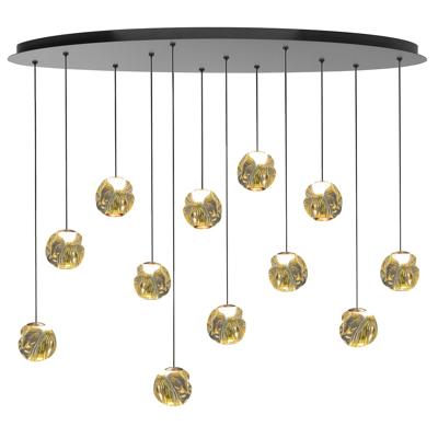 Highlight HanglampMelina 12-lichts zwart met amber glas - H5189.01