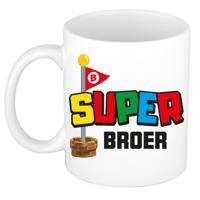 Cadeau koffie/thee mok voor broer - wit - super Broer - keramiek - 300 ml   -