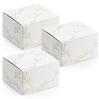 Cadeaudoosje Nature - Bruiloft bedankje - 50x stuks - wit/goud - papier - 6 x 4 cm - thumbnail