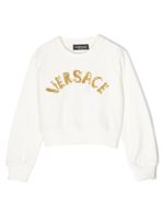 Versace Kids sweat en coton à logo brodé - Blanc