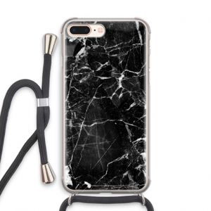 Zwart Marmer 2: iPhone 7 PLUS Transparant Hoesje met koord