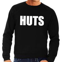 HUTS tekst sweater zwart voor heren