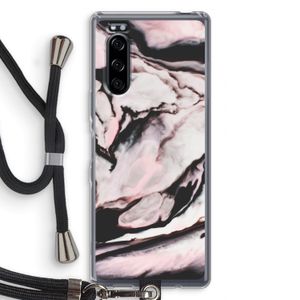 Roze stroom: Sony Xperia 5 Transparant Hoesje met koord