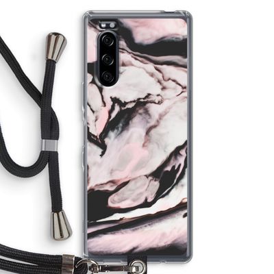 Roze stroom: Sony Xperia 5 Transparant Hoesje met koord