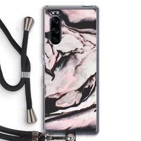 Roze stroom: Sony Xperia 5 Transparant Hoesje met koord