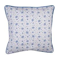 Clayre & Eef Kussenhoes 40x40 cm Wit Blauw Katoen Vierkant Roosjes