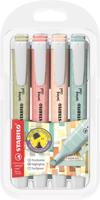 STABILO SWING COOL naturecolor markeerstift, geassorteerde kleuren, blister van 4 stuks