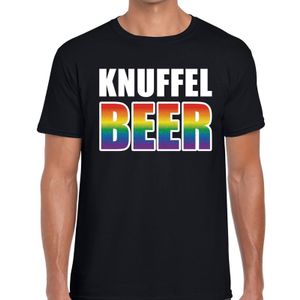 Knuffel beer gaypride shirt zwart voor heren