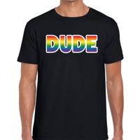 Dude Pride t-shirt - regenboog shirt - zwart - voor heren - Gay pride - mannen