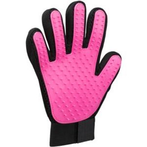 Trixie vachtverzorgingshandschoen mesh-materiaal / tpr roze / zwart (16X24 CM)