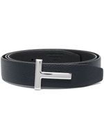 TOM FORD ceinture en cuir à plaque logo - Bleu - thumbnail